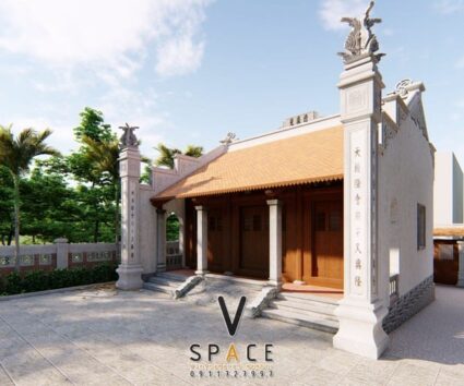 Thiết kế nhà thờ họ 3 gian 2 mái với bậc tam cấp có chiếu rồng tại Bắc Ninh