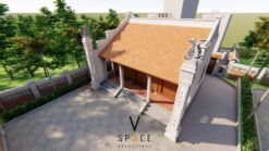 Thiết kế nhà thờ họ 3 gian 2 mái với bậc tam cấp có chiếu rồng tại Bắc Ninh