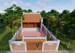 Bản vẽ thiết kế nhà thờ họ 3 gian 2 mái 60m2 phong cách truyền thống tại Thanh Hóa