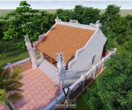 Bản vẽ thiết kế nhà thờ họ 3 gian 2 mái 60m2 phong cách truyền thống tại Thanh Hóa
