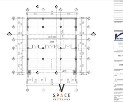 Bản vẽ thiết kế nhà thờ họ 3 gian 2 mái 60m2 phong cách truyền thống tại Thanh Hóa