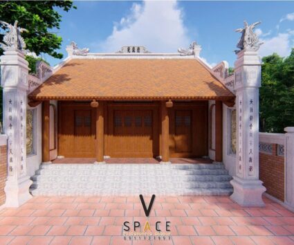 Bản vẽ thiết kế nhà thờ họ 3 gian 2 mái 60m2 phong cách truyền thống tại Thanh Hóa