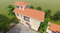 Nhà thờ họ 3 gian 2 mái kết hợp nhà ngang và nhà ở 2 tầng hiện đại tại Bắc Ninh