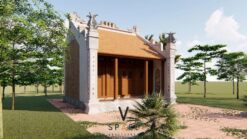 Phối cảnh thiết kế nhà thờ họ 3 gian 2 mái 45m2 nhỏ nhắn tại Hải Phòng