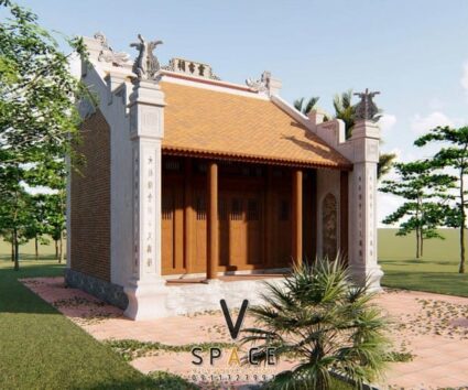 Phối cảnh thiết kế nhà thờ họ 3 gian 2 mái 45m2 nhỏ nhắn tại Hải Phòng