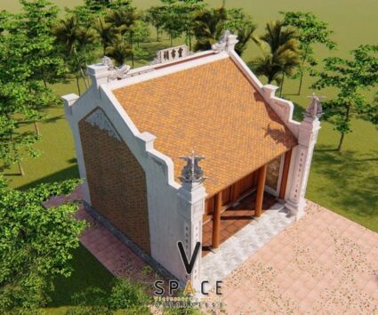 Phối cảnh thiết kế nhà thờ họ 3 gian 2 mái 45m2 nhỏ nhắn tại Hải Phòng