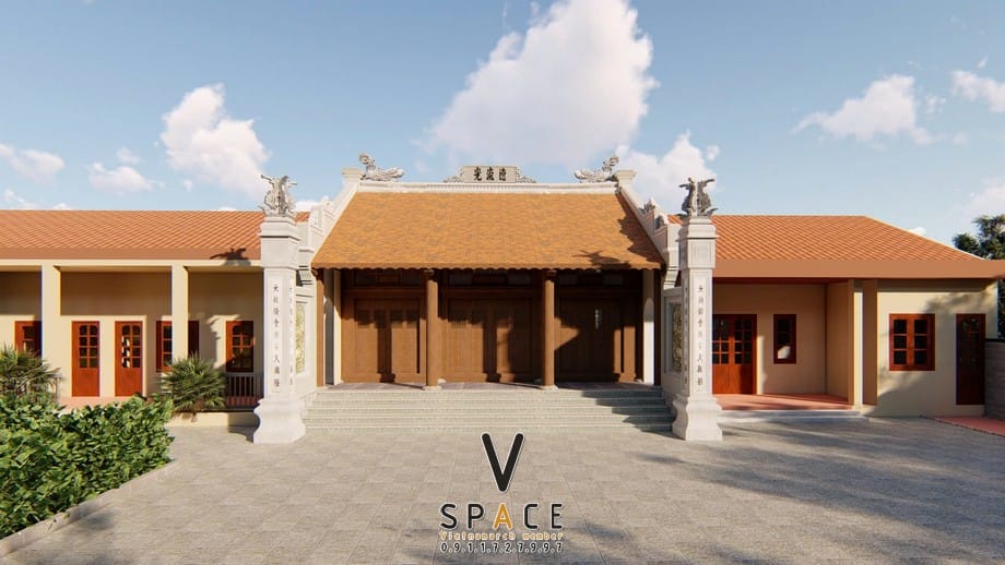 Phương án thiết kế nhà thờ họ 3 gian 2 mái 92 m2 liền nhà ở tại Quảng Ninh Phương án thiết kế nhà thờ họ 3 gian 2 mái 92 m2 liền nhà ở tại Quảng Ninh