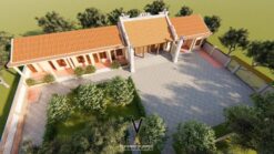 Phương án thiết kế nhà thờ họ 3 gian 2 mái 92 m2 liền nhà ở tại Quảng Ninh