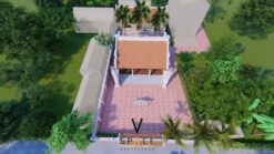 Thiết kế nhà thờ họ 3 gian 2 mái có bình phong kết hợp nhà ngang tại Ninh Bình