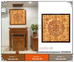 Tranh trúc chỉ mandala vuông ốp tường cho phòng thờ