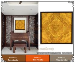 Tranh trúc chỉ mandala vuông ốp tường cho phòng thờ