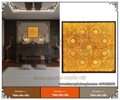 Tranh trúc chỉ mandala vuông ốp tường cho phòng thờ