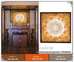Tranh trúc chỉ mandala vuông ốp tường cho phòng thờ