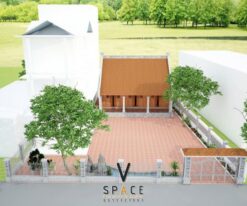 Bản vẽ thiết kế nhà thờ họ 3 gian 2 mái 90m2 có sân rộng tại Lai Châu