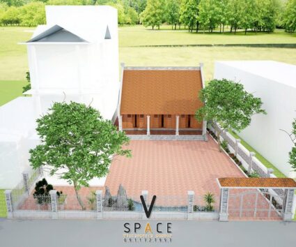 Bản vẽ thiết kế nhà thờ họ 3 gian 2 mái 90m2 có sân rộng tại Lai Châu
