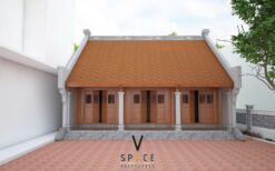 Bản vẽ thiết kế nhà thờ họ 3 gian 2 mái 90m2 có sân rộng tại Lai Châu