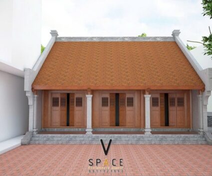 Bản vẽ thiết kế nhà thờ họ 3 gian 2 mái 90m2 có sân rộng tại Lai Châu