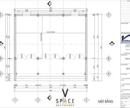Bản vẽ thiết kế nhà thờ họ 3 gian 2 mái 90m2 có sân rộng tại Lai Châu