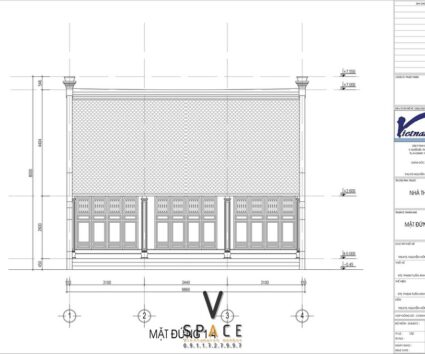 Bản vẽ thiết kế nhà thờ họ 3 gian 2 mái 90m2 có sân rộng tại Lai Châu