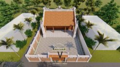 Nhà thờ họ 3 gian 2 mái có hậu cung và bình phong kết hợp nhà ngang tại Lào Cai