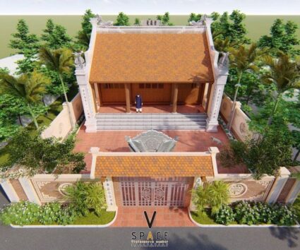 Thiết kế nhà thờ họ 3 gian 2 mái có hậu cung và nhà ngang tại Tuyên Quang