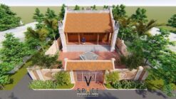 Thiết kế nhà thờ họ 3 gian 2 mái có hậu cung và nhà ngang tại Tuyên Quang