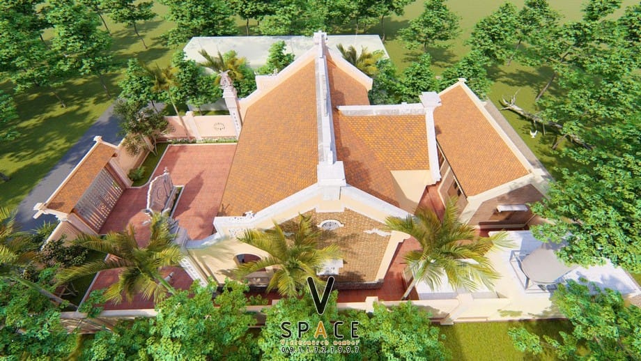 Thiết kế nhà thờ họ 3 gian 2 mái có hậu cung và nhà ngang tại Tuyên Quang Thiết kế nhà thờ họ 3 gian 2 mái có hậu cung và nhà ngang tại Tuyên Quang