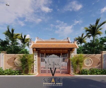 Thiết kế nhà thờ họ 3 gian 2 mái có hậu cung và nhà ngang tại Tuyên Quang