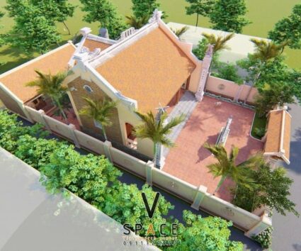 Thiết kế nhà thờ họ 3 gian 2 mái có hậu cung và nhà ngang tại Tuyên Quang