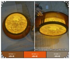 Tranh trúc chỉ ốp trần hoa sen đẹp cho phòng thờ