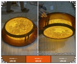 Tranh trúc chỉ ốp trần hoa sen đẹp cho phòng thờ