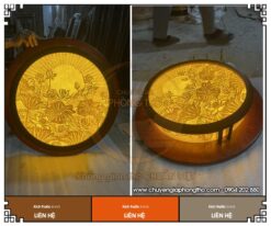Tranh trúc chỉ ốp trần hoa sen đẹp cho phòng thờ