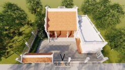Mẫu nhà thờ họ 3 gian 2 mái kết hợp nhà ngang mái bằng tại Sơn La