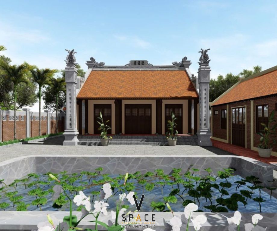 nha-tho-ho-3-gian-2-mai-lien-nha-ngang-va-ho-nuoc-hinh-chu-nhat-tai-quang-ninh (1) Nhà thờ họ 3 gian 2 mái liền nhà ngang và hồ nước hình chữ nhật tại Quảng Ninh