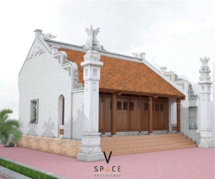Phương án thiết kế nhà thờ họ 3 gian 2 mái phong cách truyền thống 67m2 tại Hưng Yên