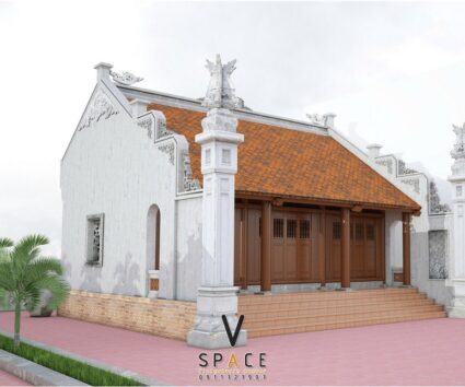 Phương án thiết kế nhà thờ họ 3 gian 2 mái phong cách truyền thống 67m2 tại Hưng Yên
