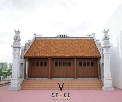 Phương án thiết kế nhà thờ họ 3 gian 2 mái phong cách truyền thống 67m2 tại Hưng Yên
