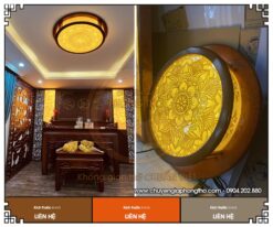 Tranh trúc chỉ mandala hình tròn cho phòng thờ trang nghiêm