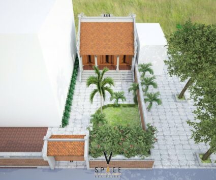 Bản vẽ thiết kế nhà thờ họ 3 gian 2 mái diện tích nhỏ 45m2 tại Ninh Bình