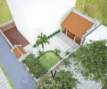 Bản vẽ thiết kế nhà thờ họ 3 gian 2 mái diện tích nhỏ 45m2 tại Ninh Bình