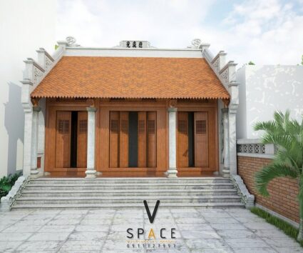 Bản vẽ thiết kế nhà thờ họ 3 gian 2 mái diện tích nhỏ 45m2 tại Ninh Bình