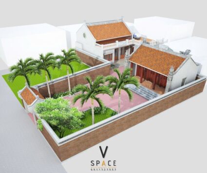 Nhà thờ họ 3 gian 2 mái liền nhà ngang truyền thống kết hợp hiện đại tại Thanh Hóa