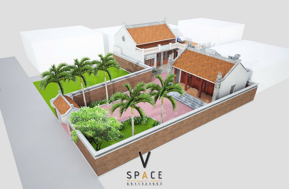Nhà thờ họ 3 gian 2 mái liền nhà ngang truyền thống kết hợp hiện đại tại Thanh Hóa Nhà thờ họ 3 gian 2 mái liền nhà ngang truyền thống kết hợp hiện đại tại Thanh Hóa