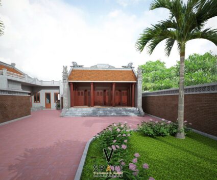 Nhà thờ họ 3 gian 2 mái liền nhà ngang truyền thống kết hợp hiện đại tại Thanh Hóa