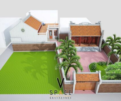 Nhà thờ họ 3 gian 2 mái liền nhà ngang truyền thống kết hợp hiện đại tại Thanh Hóa