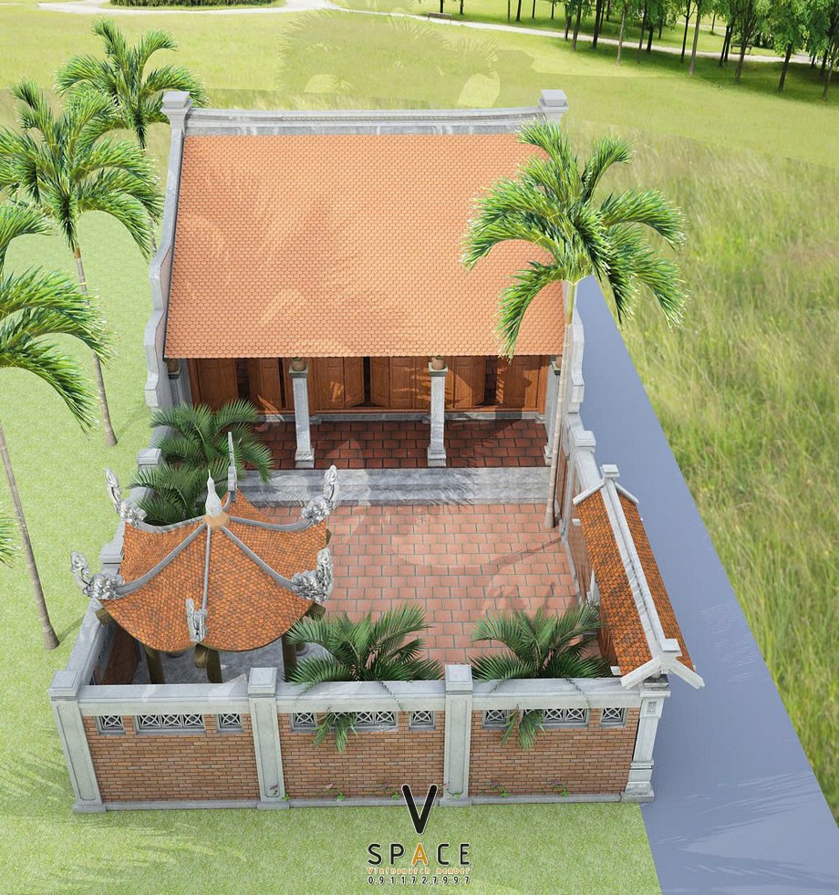 Phối cảnh thiết kế nhà thờ họ 3 gian 2 mái có chòi lục giác tại Nghệ An Phối cảnh thiết kế nhà thờ họ 3 gian 2 mái có chòi lục giác tại Nghệ An