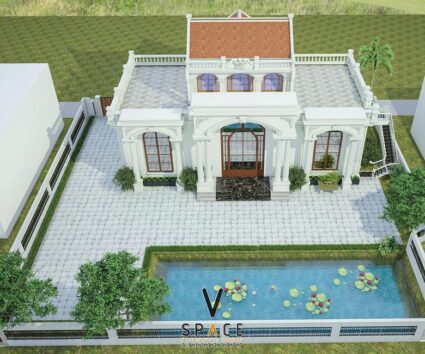 Thiết kế nhà thờ họ 3 gian 2 mái 2 tầng phong cách châu Âu tại Hà Nội