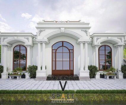 Thiết kế nhà thờ họ 3 gian 2 mái 2 tầng phong cách châu Âu tại Hà Nội