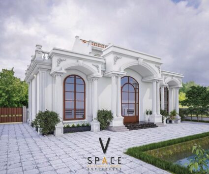 Thiết kế nhà thờ họ 3 gian 2 mái 2 tầng phong cách châu Âu tại Hà Nội
